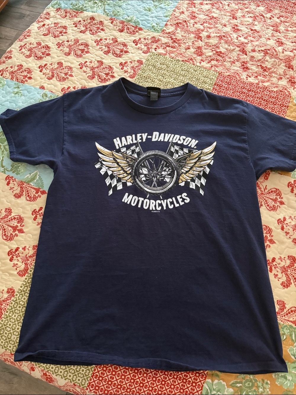 Harley-Davidson Navy Short Sleeve Tee with Winged Wheel Graphic